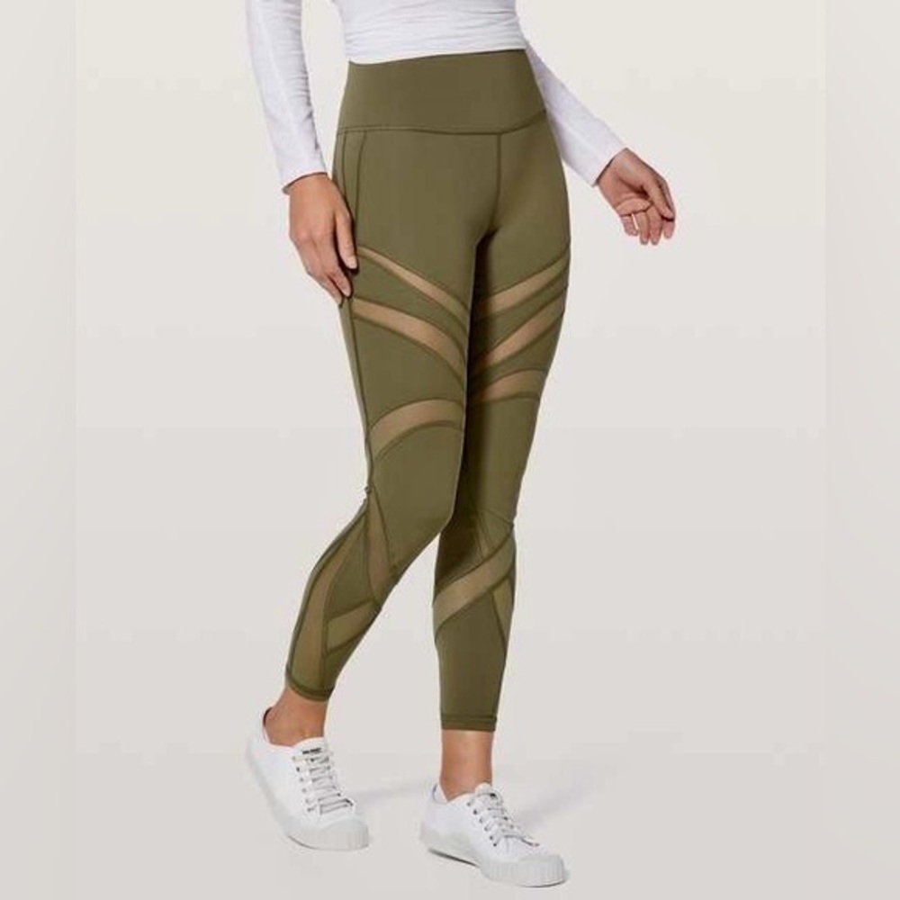 Lululemon Wunder Under Leggings *Mesh Size 4 SAGE Green Color High Rise